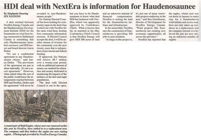 &quot;HDI Deal with NextEra is Information for Haudenosaunee&quot;