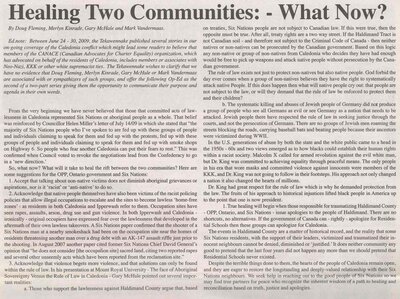 &quot;Healing Two Communities - What Now?&quot;