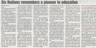 &quot;Six Nations Remembers A Pioneer in Education&quot;