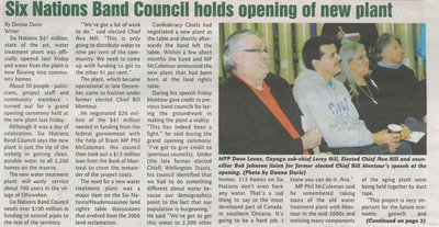 "Six Nations Band Council Holds Opening of New Plant"