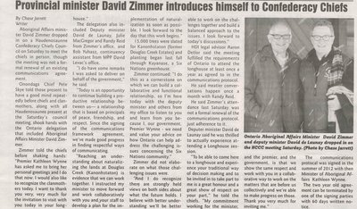 "Provincial Minister David Zimmer Introduces Himself to Confederacy Chiefs"