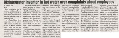 &quot;Disintegrator Inventor in Hot Water Over Complaints About Employees&quot;