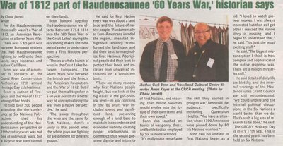 &quot;War of 1812 Part of Haudenosaunee '60 Years War,' Historian Says&quot;