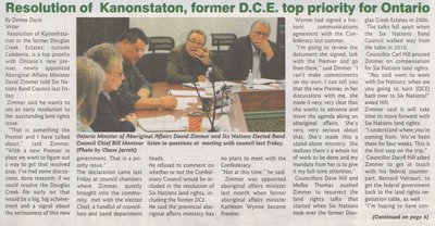 &quot;Resolution of Kanonstaton, Former DCE Top Priority for Ontario&quot;