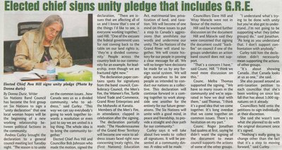 &quot;Elected Chief Signs Unity Pledge That Includes GRE&quot;