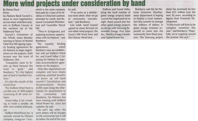 &quot;More Wind Projects Under Consideration by Band&quot;