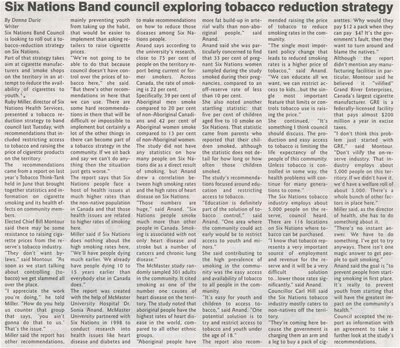 &quot;Six Nations Band Council Exploring Tobacco Reduction Strategy&quot;