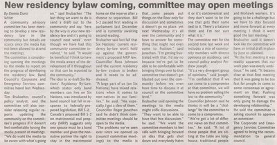 &quot;New Residency Bylaw Coming, Committee May Open Meetings&quot;