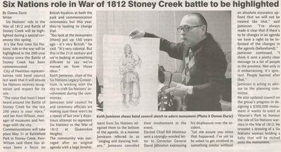 &quot;Six Nations Role in War of 1812 Stoney Creek Battle to be Highlighted&quot;