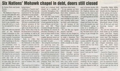 &quot;Six Nations' Mohawk Chapel in Debt, Doors Still Closed&quot;