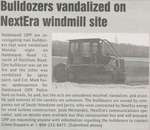 "Bulldozers Vandalized on NextEra Windmill Site"