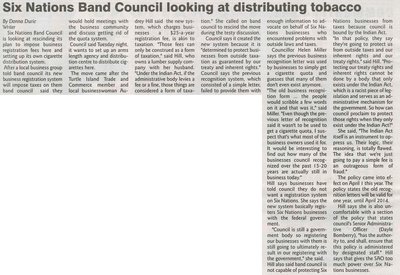 &quot;Six Nations Band Council Looking at Distributing Tobacco&quot;