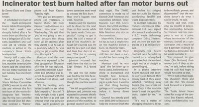 &quot;Incinerator Test Burn Halted After Fan Motor Burns Out&quot;