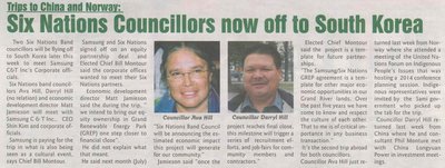 "Six Nations Councillors Now Off to South Korea"