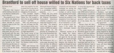 &quot;Brantford to Sell Off House Willed to Six Nations for Back Taxes&quot;