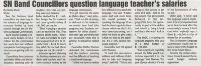 &quot;SN Band Councillors Question Language Teacher's Salaries&quot;