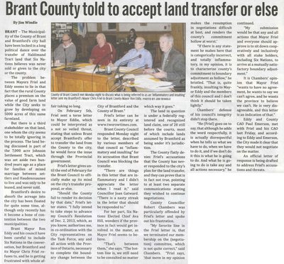 &quot;Brant County Told to Accept Land Transfer or Else&quot;