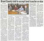 "Brant County Told to Accept Land Transfer or Else"