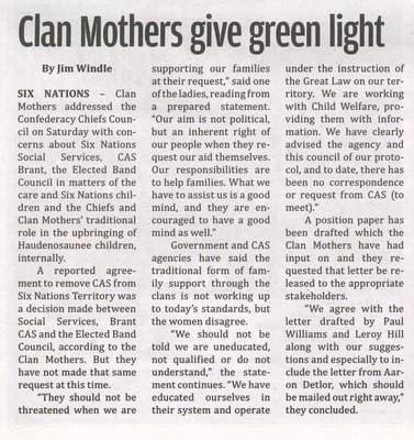 &quot;Clan Mothers Give Green Light&quot;