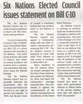 "Six Nations Elected Council Issues Statement on Bill C-10"
