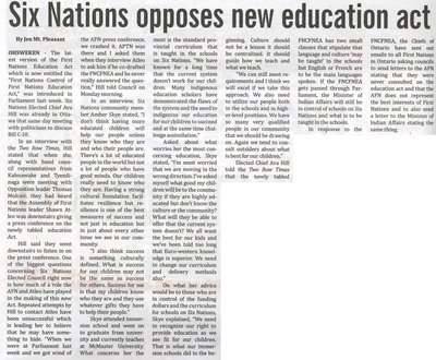 &quot;Six Nations Opposes New Education Act&quot;