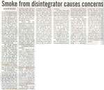 "Smoke from Disintegrator Causes Concerns"