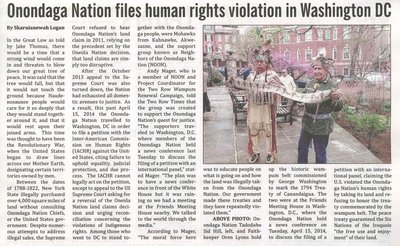 &quot;Onondaga Nations Files Human Rights Violation in Washington DC&quot;