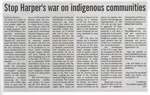 "Stop Harper's War on Indigenous Communities"