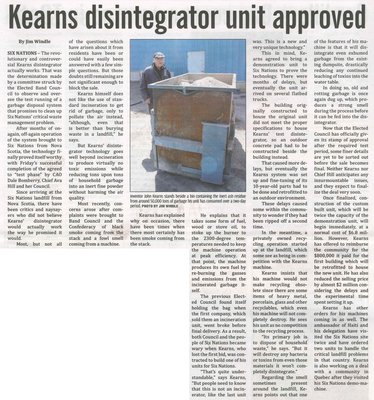 &quot;Kearns Disintegrator Unit Approved&quot;