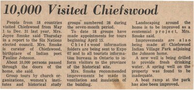 &quot;10,000 Visited Chiefswood&quot;