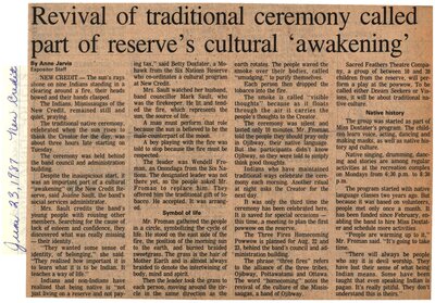 &quot;Revival of Traditional Ceremony Called Part of Reserve's Cultural 'Awakening'&quot;