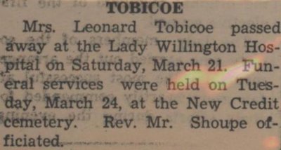 Tobicoe, Mrs. Leonard