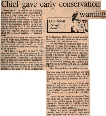 &quot;Chief Gave Early Conservation Warning&quot;