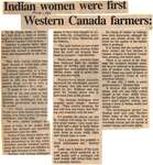 "Indian Women Were First Western Canada Farmers"