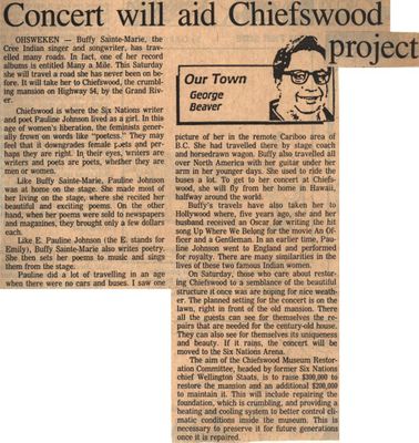 &quot;Concert Will Aid Chiefswood Project&quot;