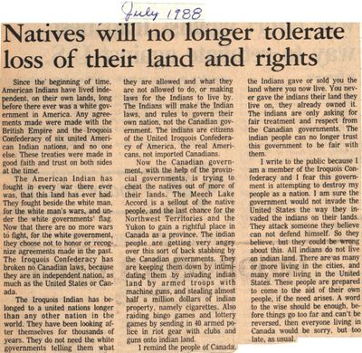 &quot;Natives Will No Longer Tolerate Loss of Their Land and Rights&quot;