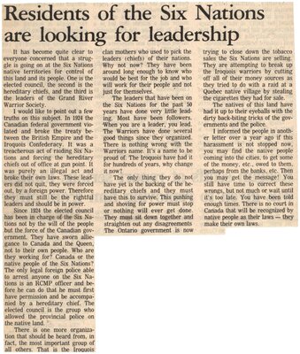 &quot;Residents of the Six Nations are Looking for Leadership&quot;