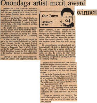 &quot;Onondaga Artist Merit Award Winner&quot;