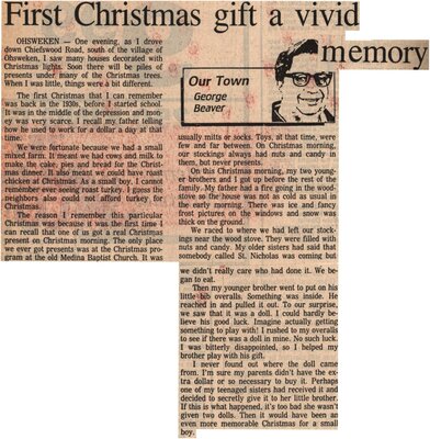 &quot;First Christmas Gift A Vivid Memory&quot;