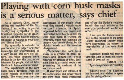 &quot;Playing with Corn Husk Masks is a Serious Matter, Says Chief&quot;