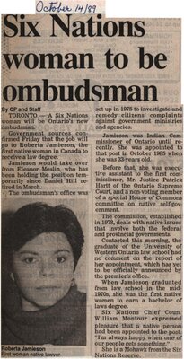 &quot;Six Nations Woman to be Ombudsman&quot;