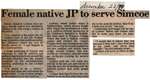 "Female Native JP To Serve Simcoe"