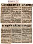 "Aboriginal People Struggling to Regain Cultural Heritage"