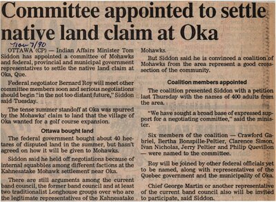 &quot;Committee Appointed to Settle Native Land Claim at Oka&quot;