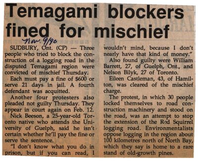 &quot;Temagami Blockers Fined for Mischief&quot;