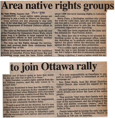 &quot;Area Native Rights Groups to Join Ottawa Rally&quot;