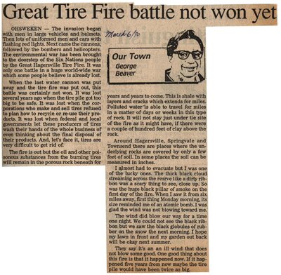 &quot;Great Tire Fire Battle Not Won Yet&quot;