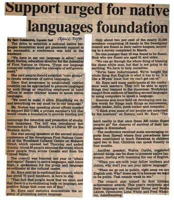 &quot;Support Urged For Native Languages Foundation&quot;