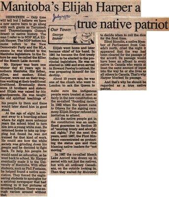 &quot;Manitoba's Elijah Harper A True Native Patriot&quot;