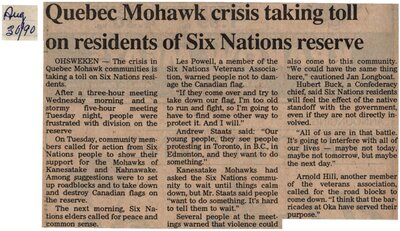 &quot;Quebec Mohawk Crisis Taking Toll On Residents of Six Nations Reserve&quot;